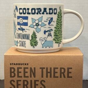 Starbucks Colorado Mug - White with Blue & Green Graphics